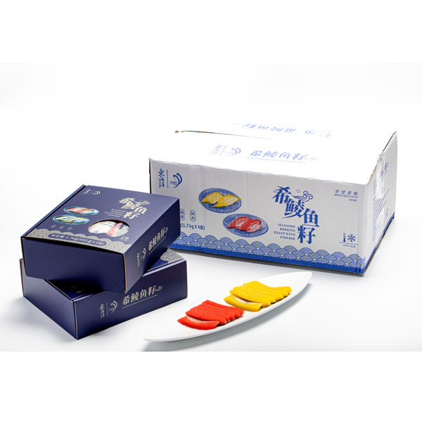 FROZEN SEASONED FISH ROE WITH HERRING FILLETS